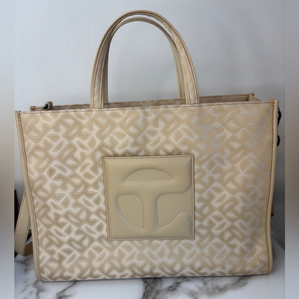 🤎SOLD🤎 Telfar Medium Cream Monogram Jacquard Shopper tote bag